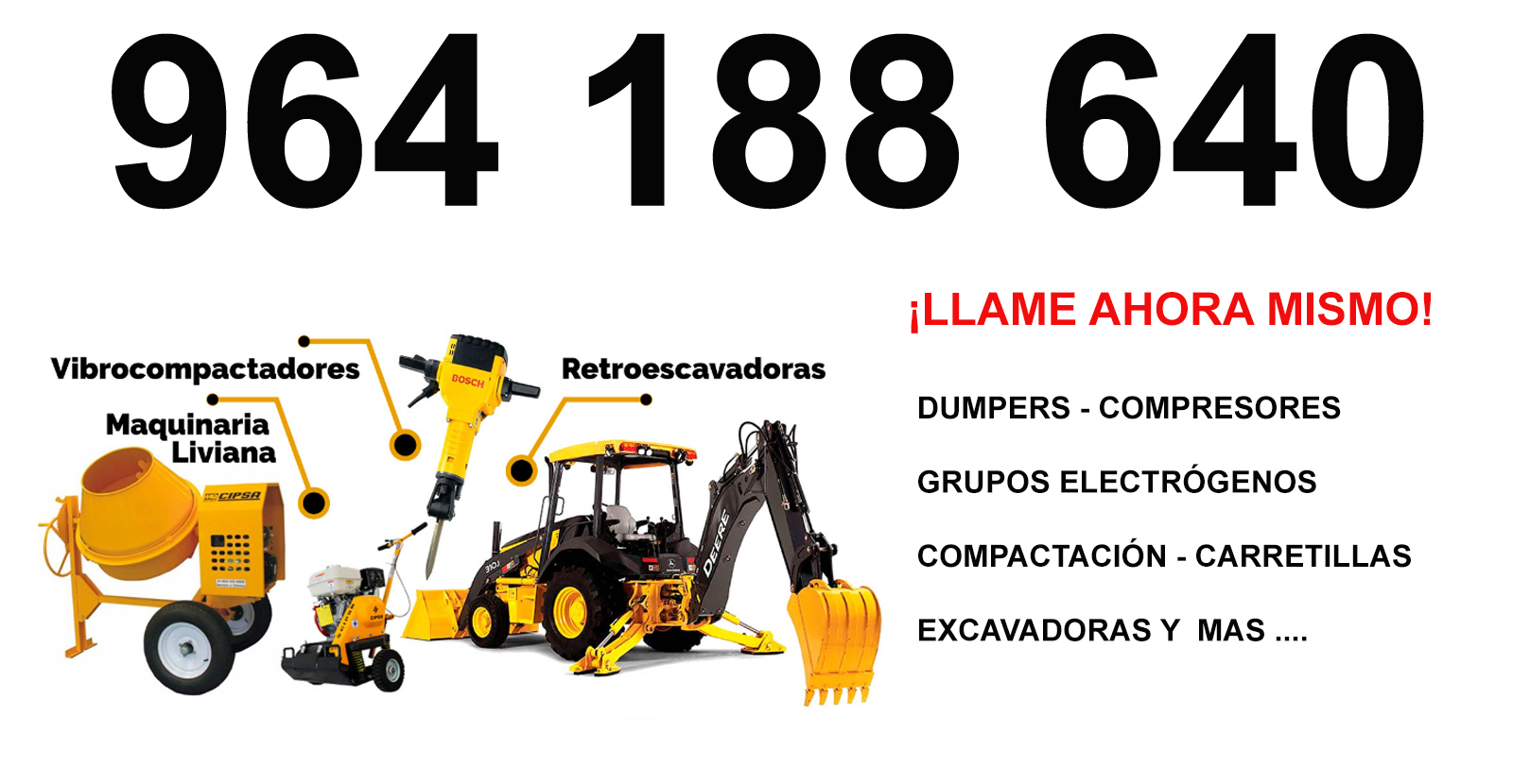 Dumpers y excavadoras en alquiler Ludiente